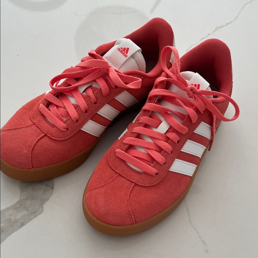 Adidas Women's red and White Sneakers